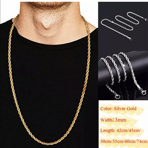 New gold men rope chain icy flashy bling shiny - Picture 1 of 3